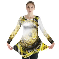 Incredible Eye Of A Yellow Construction Robot Long Sleeve Tunic  by jayaprime