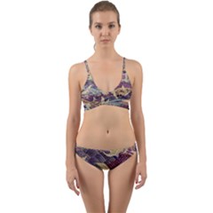Textile Fabric Cloth Pattern Wrap Around Bikini Set by Celenk