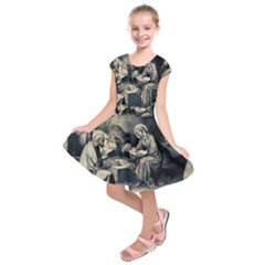 The Birth Of Christ Kids  Short Sleeve Dress by Valentinaart