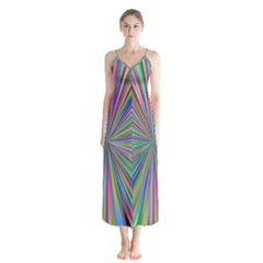 Burst Colors Ray Speed Vortex Button Up Chiffon Maxi Dress by Celenk