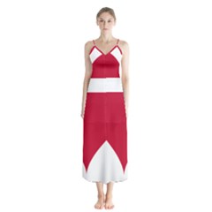 Heart Love Flag Denmark Red Cross Button Up Chiffon Maxi Dress by Celenk