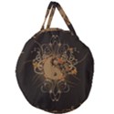 The Sign Ying And Yang With Floral Elements Giant Round Zipper Tote View2