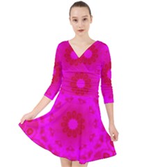 Pattern Quarter Sleeve Front Wrap Dress	 by gasi