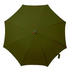 Large Red Christmas Hearts On Green Hook Handle Umbrellas (medium) by PodArtist