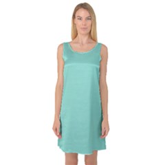 Tiffany Aqua Blue Puffy Quilted Pattern Sleeveless Satin Nightdress by PodArtist