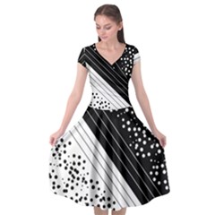 Pattern Cap Sleeve Wrap Front Dress by gasi
