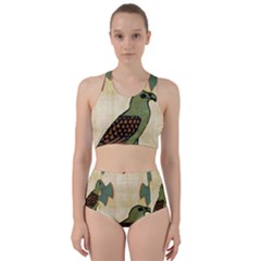 Egyptian Paper Papyrus Bird Racer Back Bikini Set by Celenk