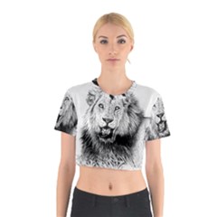 Lion Wildlife Art And Illustration Pencil Cotton Crop Top by Celenk