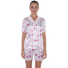 Arrows Girly Pink Cute Decorative Satin Short Sleeve Pyjamas Set by Celenk