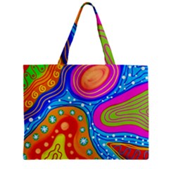 Abstract Pattern Painting Shapes Zipper Mini Tote Bag by Celenk