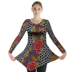 Aboriginal Art - Campsite Long Sleeve Tunic  by hogartharts
