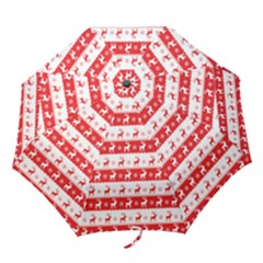 Knitted Red White Reindeers Folding Umbrellas by patternstudio