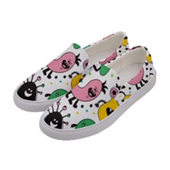 Cute And Fun Monsters Pattern Women s Canvas Slip Ons by Bigfootshirtshop