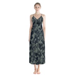 Camouflage Tarn Military Texture Button Up Chiffon Maxi Dress by Celenk