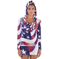 Usa Flag America American Long Sleeve Hooded T-shirt by Celenk