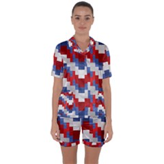 Texture Textile Surface Fabric Satin Short Sleeve Pyjamas Set by Celenk
