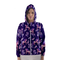 Unicorns Crystals Hooded Wind Breaker (women) by BubbSnugg