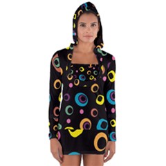 Abstract Background Retro 60s 70s Long Sleeve Hooded T-shirt by Celenk