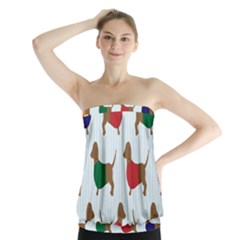 Dachshund Dog Cartoon Art Strapless Top by Celenk