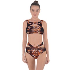 Butterfly Brown Puzzle Background Bandaged Up Bikini Set  by Celenk