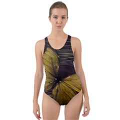 Butterfly Insect Wave Concentric Cut-out Back One Piece Swimsuit by Celenk