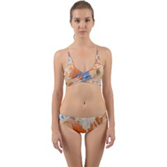 Texture Fabric Textile Detail Wrap Around Bikini Set by Celenk