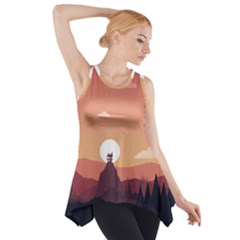 Design Art Hill Hut Landscape Side Drop Tank Tunic by Celenk