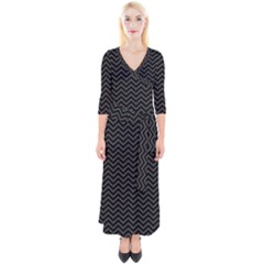 Dark Chevron Quarter Sleeve Wrap Maxi Dress by jumpercat