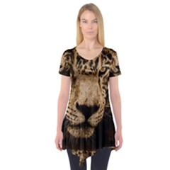Jaguar Water Stalking Eyes Short Sleeve Tunic  by BangZart