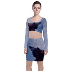 Tokyo Tower Long Sleeve Crop Top & Bodycon Skirt Set by all7sins
