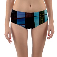 Glass Facade Colorful Architecture Reversible Mid-waist Bikini Bottoms by BangZart