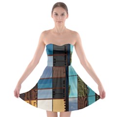 Glass Facade Colorful Architecture Strapless Bra Top Dress by BangZart