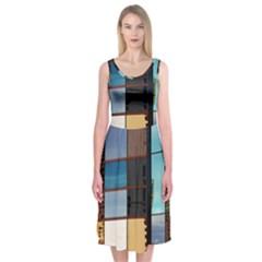 Glass Facade Colorful Architecture Midi Sleeveless Dress by BangZart