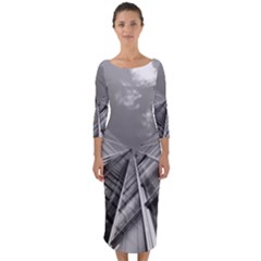 Architecture Skyscraper Quarter Sleeve Midi Bodycon Dress by BangZart