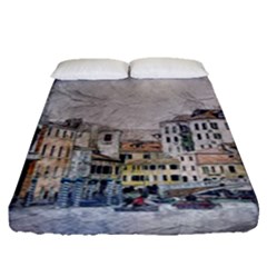 Venice Small Town Watercolor Fitted Sheet (queen Size) by BangZart