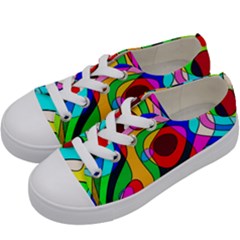 Digital Multicolor Colorful Curves Kids  Low Top Canvas Sneakers by BangZart