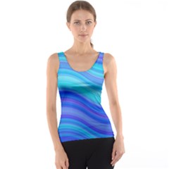 Blue Background Water Design Wave Tank Top by BangZart