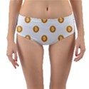 Bitcoin Logo Pattern Reversible Mid-Waist Bikini Bottoms View1