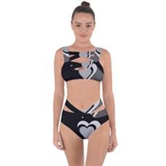 Heart Love Black And White Symbol Bandaged Up Bikini Set  by Celenk
