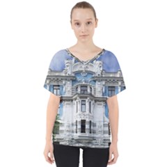 Squad Latvia Architecture V-neck Dolman Drape Top by Celenk