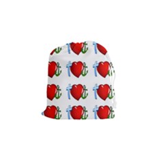 Cross Heart Anchor Love Hope Drawstring Pouches (small)  by Celenk