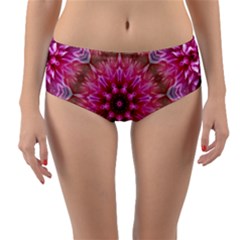 Flower Mandala Art Pink Abstract Reversible Mid-waist Bikini Bottoms by Celenk