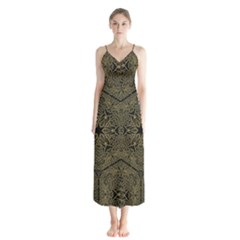 Texture Background Mandala Button Up Chiffon Maxi Dress by Celenk