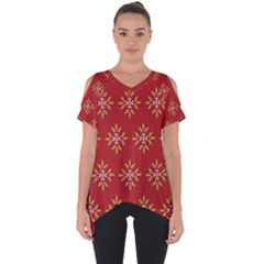 Pattern Background Holiday Cut Out Side Drop Tee by Celenk