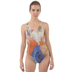 Texture Fabric Textile Detail Cut-out Back One Piece Swimsuit by Celenk