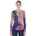 Fabric Textile Abstract Pattern V-Neck Long Sleeve Top View1