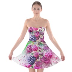 Blackberry Fruit Art Abstract Strapless Bra Top Dress by Celenk