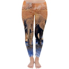 Elephants Animal Art Abstract Classic Winter Leggings by Celenk