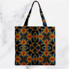 Tapestry Pattern Zipper Grocery Tote Bag by linceazul