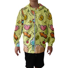Cute Sketch Child Graphic Funny Hooded Wind Breaker (kids) by Celenk